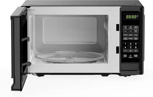 Vista 2 de BLACK+DECKER Horno de microondas compacto de encimera de 700 vatios de 0.7 pies cúbicos con iluminación LED, bloqueo para niños Negro
