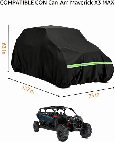 Vista 4 de X3 MAX UTV Funda 600D Tela Oxford resistente, 177 x 73 x 63