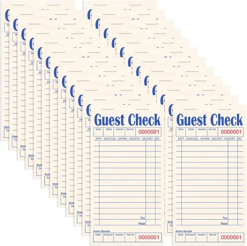 Vista 13 de Libros de cheques de invitados para servidores, bloc de notas de servidor, paquete de 12, papel de color natural, bloc de notas para camarera