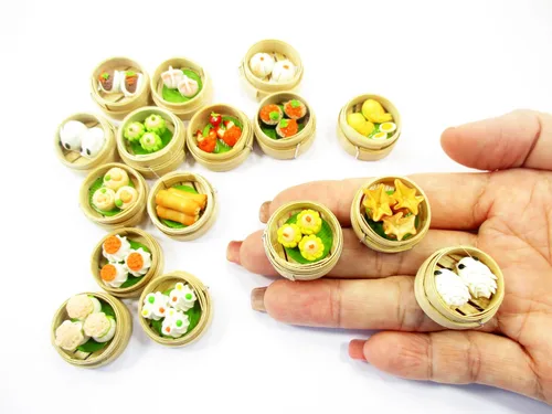 Vista 9 de Juego de 16 Dim Sum Cocina China Hecho a Mano Casa de Muñecas Miniaturas Alimentos 13798 Dim sum Chinese cuisine food clay, mini 16 catering