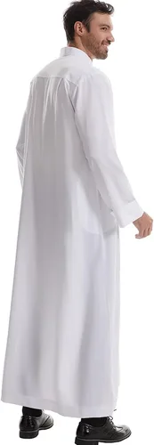 Vista 5 de Ropa musulmana para hombre, bata de caftán duradera, vestido largo de Dubai, ropa étnica, 1 bata suave