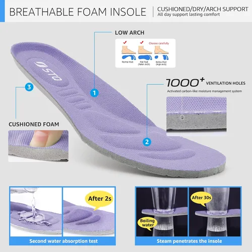 Vista 6 de STQ Zapatos deportivos para caminar resistentes al agua para mujer con soporte de arco