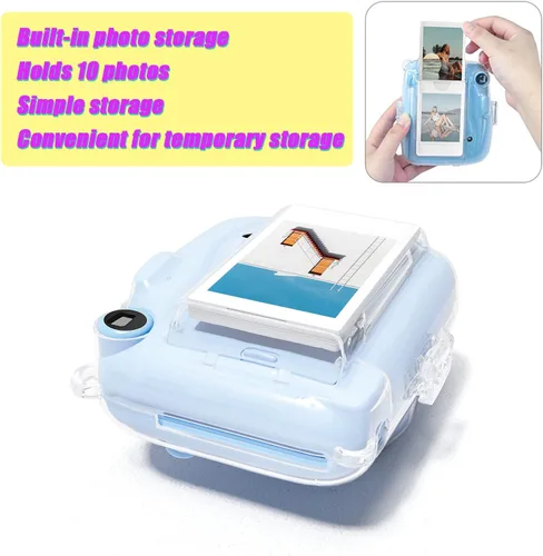 Vista 4 de Kit de funda transparente Mini 11 para Fujifilm Instax Mini 11, funda para cámara instantánea con bolsillo para película, calcomanías adhesivas