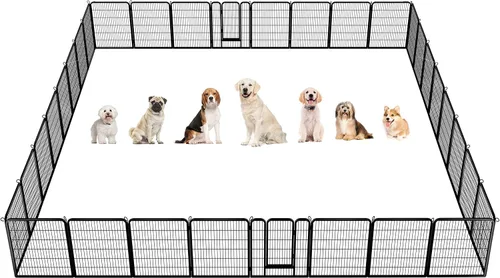 Vista 10 de Yaheetech - Corralito para perros con paneles anchos, 6 paneles de 24 pulgadas de alto con puerta, cerca portátil para interiores y exteriores