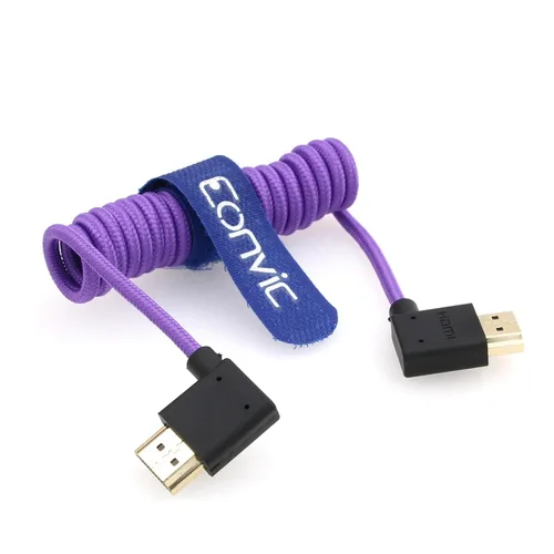 Vista 20 de 8K HDMI a abajo HDMI de alta velocidad negro en espiral trenzado cable para Sony A7S3 FX3 FX9 Canon C70 Z CAM E2 cámara Atomos Ninja V Shinobi Cable