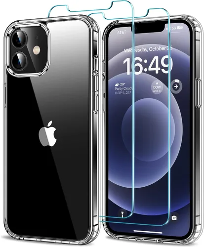 Vista 50 de HOOMIL Funda para iPhone 11 con 2 protectores de pantalla de vidrio templado, no amarillea, protección contra caídas, arañazos, transparente, parte