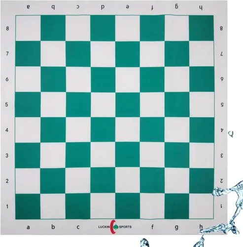Vista 9 de Tablero de ajedrez profesional estándar, 20 x 20 pulgadas de tamaño con cuadrados de 2.25 pulgadas. Tela de fieltro 100% duradera. Impermeable y Azul