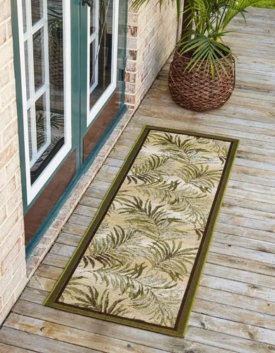 Vista 9 de Unique Loom Outdoor Botanical Collection - Alfombra de área - Keukenhof (2 pies x 3 pies 1 pulgada, rectangular, verde/beige)