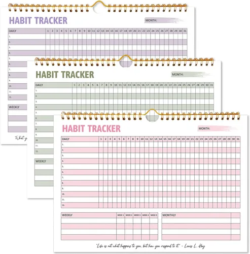 Vista 8 de Calendario de seguimiento de hábitos – 12 meses sin fecha, seguimiento diario de objetivos y hábitos, planificador de hábitos con encuadernación