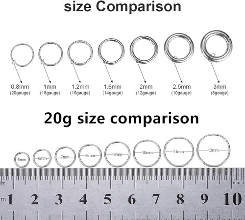 Vista 5 de ORANGELOVE Anillos de nariz hipoalergénicos de 20 G 18 G 16 G 14 G 12 G 10 G 8 G 316 l joyería de tabique de acero quirúrgico con bisagras anillo