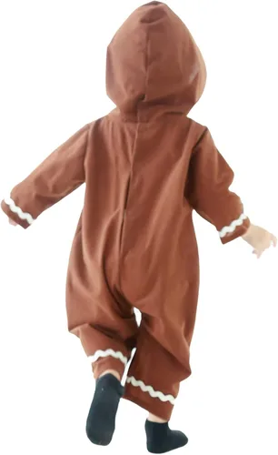 Vista 4 de Funivals Disfraz de hombre de jengibre unisex para bebé para Navidad elfos de pan de jengibre marrón traje de escalada