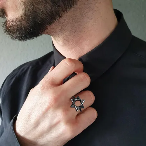 Vista 16 de Jewmon Anillo de plata de ley con estrella de David para mujer – Anillo ajustable Magen David – Amuleto Wicca – Regalos judíos