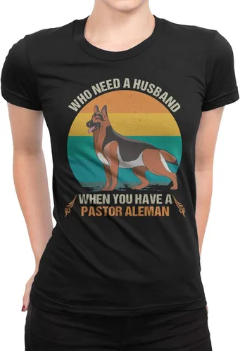 Vista 2 de Who Needs A Husband When You Have A Pastor Aleman Vintage Retro para los amantes de los perros, camisasudaderasudadera con capucha