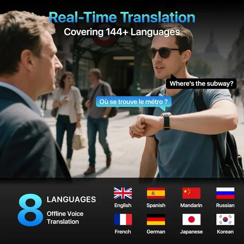 Vista 7 de AI Chatgpt, reloj inteligente para hombre, reloj traductor, rastreador de actividad física con monitor de frecuencia cardíaca y sueño