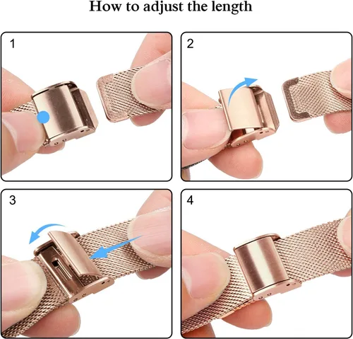 Vista 6 de Correa de metal compatible con iWatch 38mm 40mm 42mm 44mm, de acero inoxidable, tejido de metal fino pequeño suave, repuesto para iWatch Series 6 5