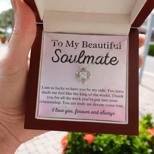 Vista 8 de to My Soulmate Love Knot Necklace - My Lovely Wife, Gifts for Girlfriend, Romantic Gifts for Her from Husband to Wife, Valentine's Day, for Wife WF6