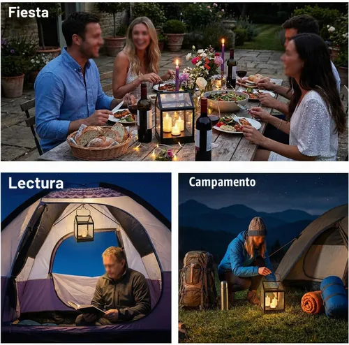 Vista 6 de Farol decorativo para velas de 11 pulgadas con temporizador