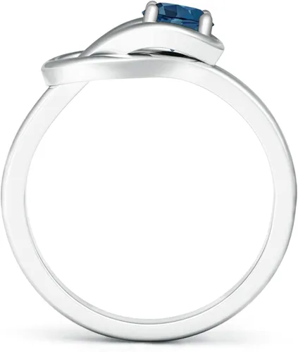 Vista 2 de ANGARA Anillo solitario de topacio azul natural de Londres para mujeres, niñas en plata de ley tamaño 10 (grado AA tamaño-0.197 in) Regalo