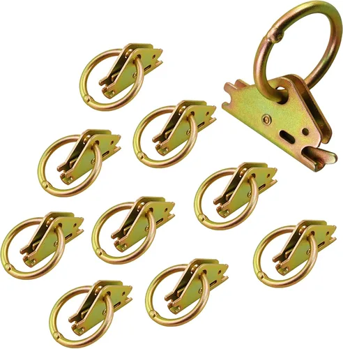 Vista 7 de E Track O Ring E - Anclajes de amarre para remolques, camas planas, camionetas, acero (negro, 10 unidades)