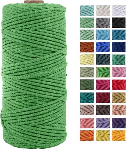Vista 32 de Cordón de macramé de algodón natural grueso de 3mm x 109 yardas, cuerda de algodón trenzado de 4 hebras para macramé suave de color natural hecho a