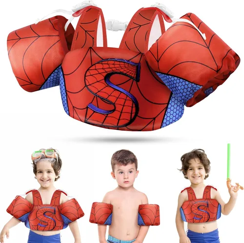 Vista 11 de Vvinca Chaleco de natación separable para niños pequeños de 22 a 66 libras (1 a 6 años) Flotador de piscina 3 en 1 y bandas de brazo para niños