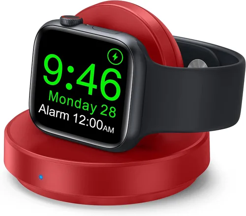 Vista 8 de ZAPOGO - Andamio de carga magnético portátil para Apple Watch, soporte de reloj inalámbrico de carga rápida con cable de carga, modo de mesita