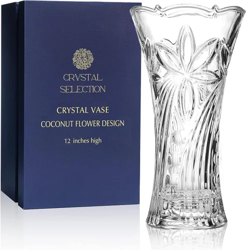 Vista 12 de CS - Jarrón de cristal de 12 pulgadas de alto, diseño de col, para flores y decoración. Bonita pieza brillante. Perfecto como regalo, adecuado