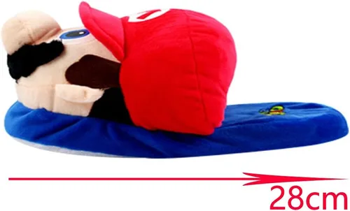 Vista 2 de Super Mario Brothers - Pantuflas de felpa para niños (niños grandes), color rojo, R, M, R