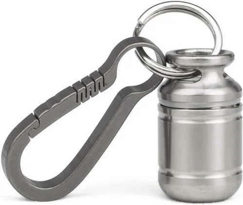 Vista 8 de TISUR - Llavero de titanio para píldoras, contenedor impermeable para botellas de píldoras Pastillero de bolsillo, contenedor portátil de viaje