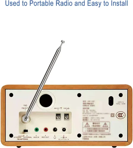 Vista 6 de ENUODA Antena de radio FM de repuesto de 75 ohmios - Antena telescópica de 7 secciones, 6.7-29.8 in, conector macho tipo F con adaptador para radio
