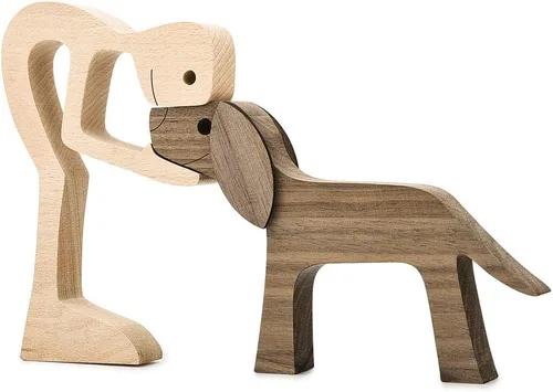 Vista 8 de ISHINE Escultura de madera para hombres y gatos, figuras de animales hechas a mano, decoración de madera, figura coleccionable para oficina en casa