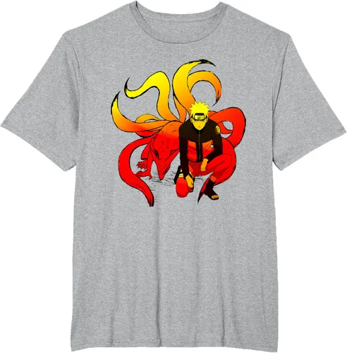 Vista 34 de Naruto Shippuden Naruto and 9 Tails - Camiseta de manga corta Negro
