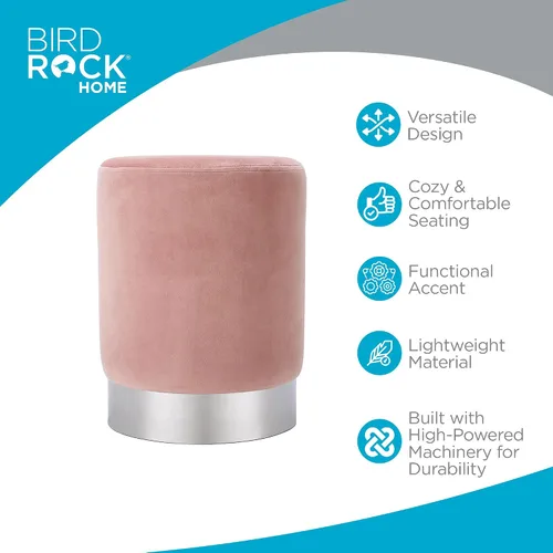 Vista 4 de BIRDROCK HOME Otomana Redonda Reposapiés – Diseño Moderno Suave Acolchado – Ideal para Sala de Estar, Dormitorio – Reposapiés Compacto, Silla