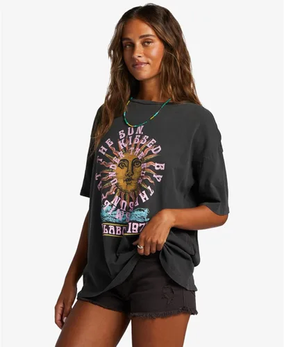 Vista 3 de Billabong Camiseta estampada de manga corta para mujer, Negro Sucio