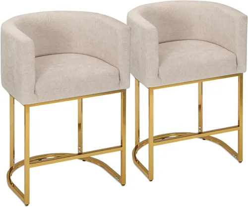 Vista 12 de Athena Collection Juego de 2 taburetes de bar tapizados de cuero de 23.5 pulgadas con respaldo y patas de metal, sillas de bar modernas para isla