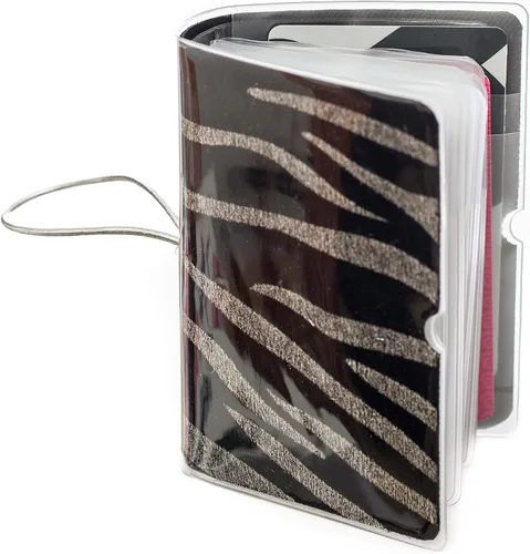 Vista 4 de Soporte para tarjetas de crédito para mujeres, soporte para cupones de tarjetas de fidelidad y organizador con 32 ranuras para tarjetas, Cebra