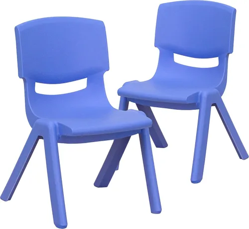 Vista 25 de Flash Furniture - Silla escolar apilable de plástico azul con altura de asiento de 10 1/2 pulgadas