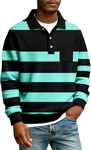 Vista 9 de Camisas de manga larga con botones a cuadros para hombre, con cuello de manga larga, estilo casual, elegante, a cuadros