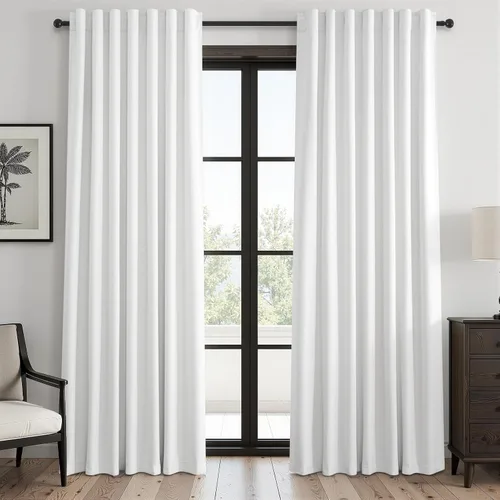 Vista 67 de Topfinel Cortinas opacas, blanco beige, 2 paneles, ventanas pequeñas, textura, mezcla de lino, bohemia, abedul, rural, gancho, bolsillo trasero