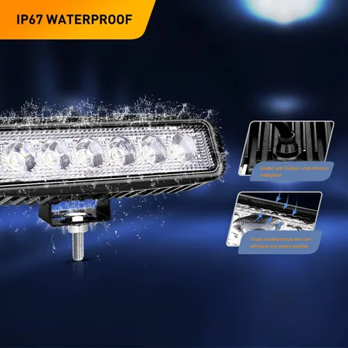 Vista 4 de GOOACC 2 unidades de barra de luz LED de 18 W, haz de trabajo, vainas de haz de luz todoterreno para conducción antiniebla, lámpara inversa