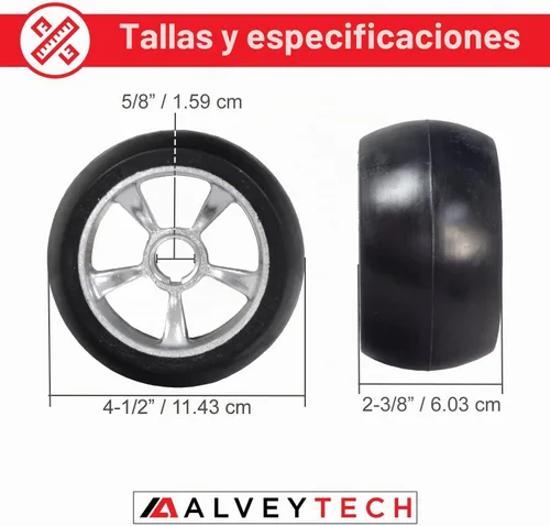 Vista 4 de AlveyTech Ruedas traseras de 4-1/2" x 2-1/2" para Razor Ground Force Go-Kart - Piezas de repuesto para el modelo de fuerza terrestre de energía