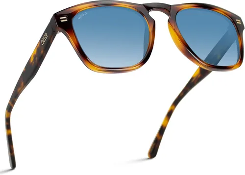 Vista 9 de WearMe Pro - Gafas de sol rectangulares grandes polarizadas retro para hombre Marco de cristal caramelo/lente azul degradado