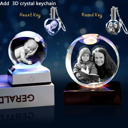 Vista 7 de Foto de cristal 3D, globos de nieve personalizados de Navidad con imagen, cumpleaños personalizado, aniversario, memorial de mascotas, Día