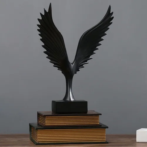 Vista 6 de ARTFILIF Spreads its Wings Ornamentos Figura de águila Decoración de escritorio de oficina, manualidades, sala de estar, estatuas de apertura (negro)