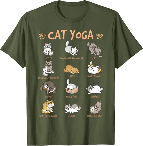 Vista 54 de Cat Yoga Poses Cats Practicing Mindfulness Meditación Kitten - Camiseta, Negro, S