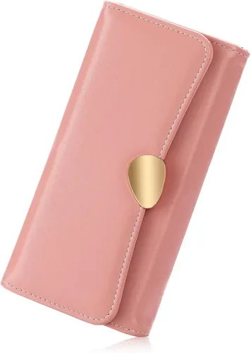 Vista 14 de FALAN MULE Cartera de cuero para mujer, de gran capacidad, bifold, con bloqueo RFID, tarjetero con bolsillo para monedas con cremallera Aa-negro.