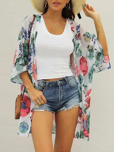 Vista 4 de CHICGAL - Kimono para mujer, salidas de baño para verano, playa, casual, holgado, cárdigans para traje de baño