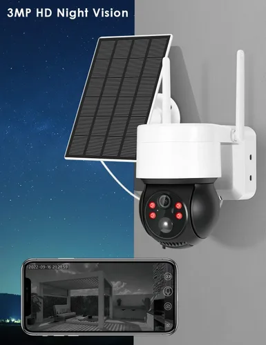 Vista 3 de Cámara de seguridad al aire libre, 2K/3MP Cámaras de seguridad de visión nocturna inalámbricas al aire libre con sensor de movimiento PIR IP66