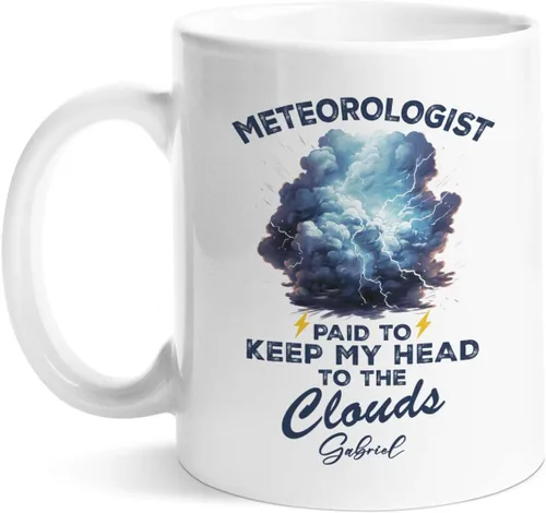 Vista 10 de Taza de café personalizada Storm Chaser con nombre, taza de cerámica de tornado personalizada para meteorólogo, regalos novedosos para amantes
