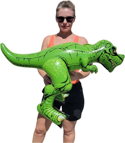 Vista 7 de Surtido inflable de dinosaurios coloridos (alrededor de 24 pulgadas) de Apatosaurio inflable para fiesta, pterodáctilo, raptor, T-Rex, triceratops